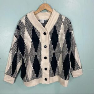 Varley Nancy Jacquard Knit Cardigan Jacket Whitecap Gray Small